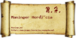 Maninger Horácia névjegykártya